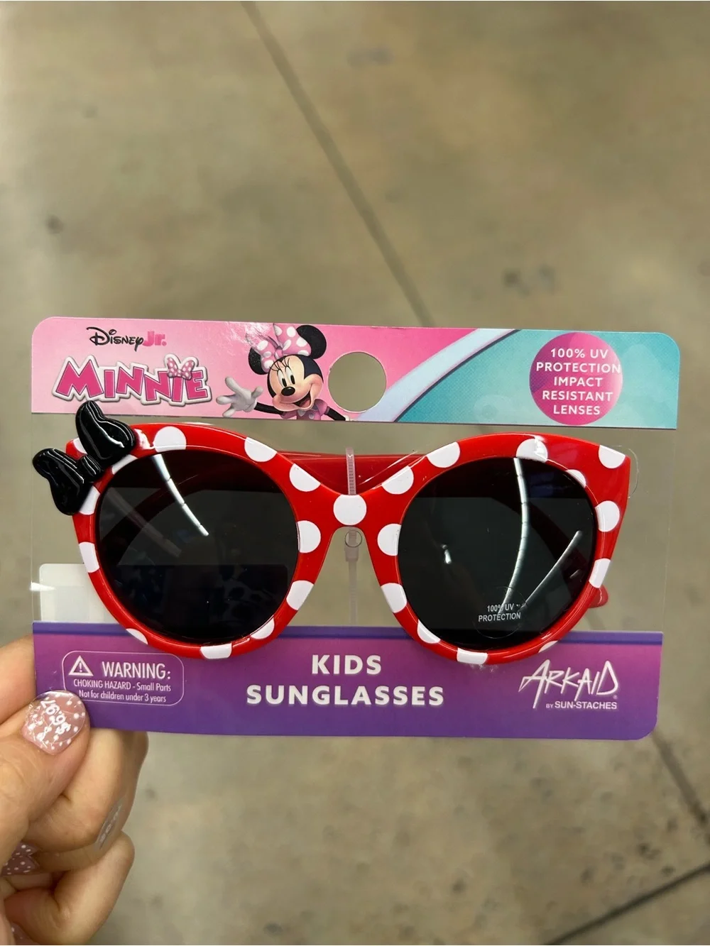 Licensed Disney Minnie Red and White Polka Dot Kids Sunglasses with Black Bow